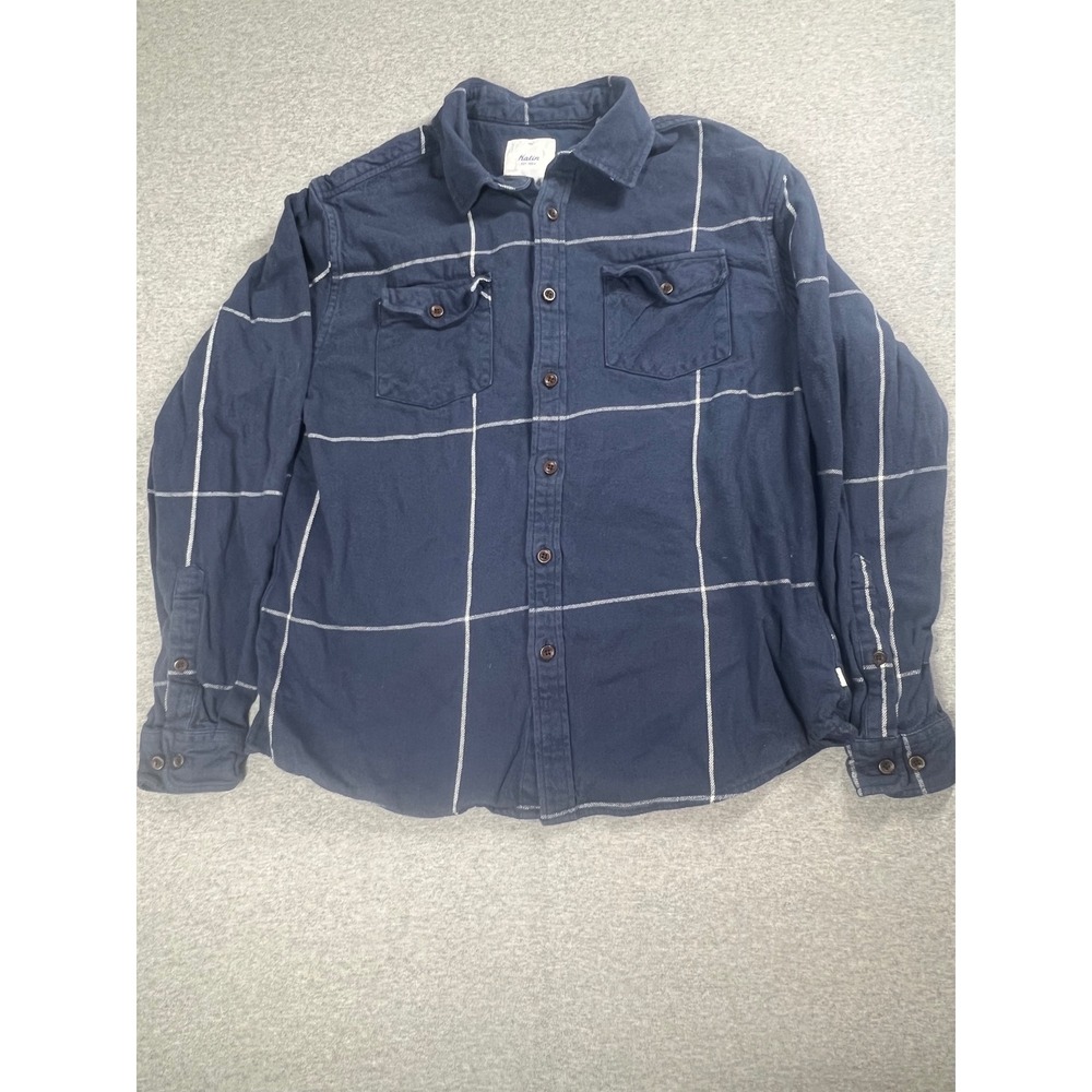 Katin Flannel Shirt Mens Medium Blue Windowpane Good Long Sleeve Button Down
